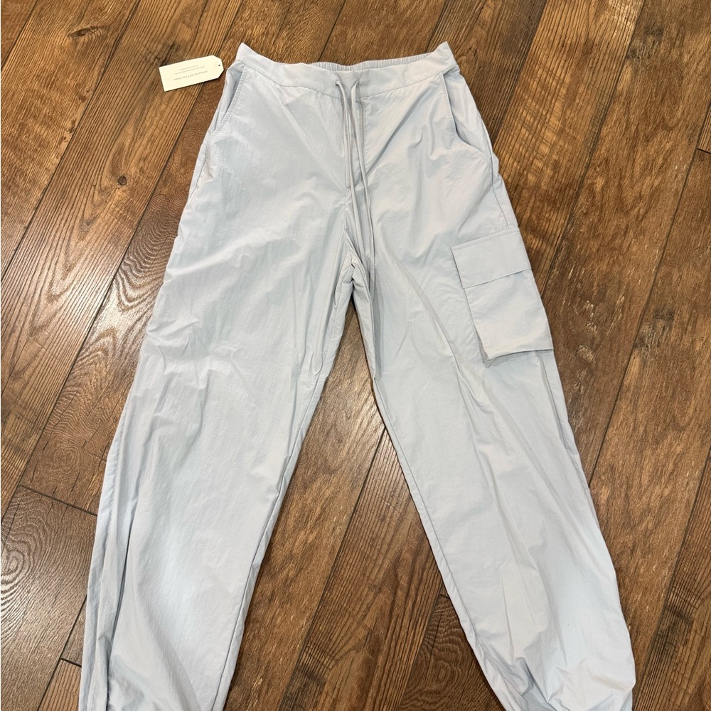 DONNI. Light Blue Nylon Cargo Relaxed Pants